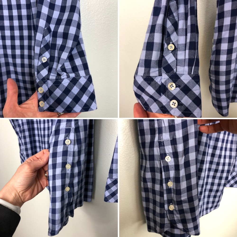 Talbots Gingham Popover Tunic Button Side Blouse - Picture 14 of 16